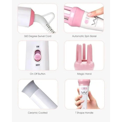 Automatic Hair Curler Spin 360° Rotating Hair Styling Roller Auto Wavy Iron 30s Instant Ceramic Heat Wand