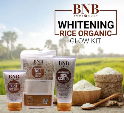 Pack of 3 BNB Rice Extract Bright & Glow Kit Golden Cap with box